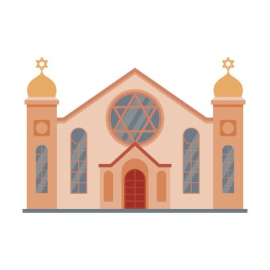 Sinagog Cami Binası, Dini Tapınak, Antik Mimari Yapı Vektörü İllüstrasyonu