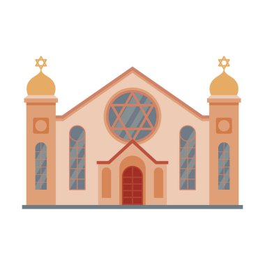 Synagogue Mosque Building, Religious Temple, Ancient Architectural Construction Vector Illustration clipart