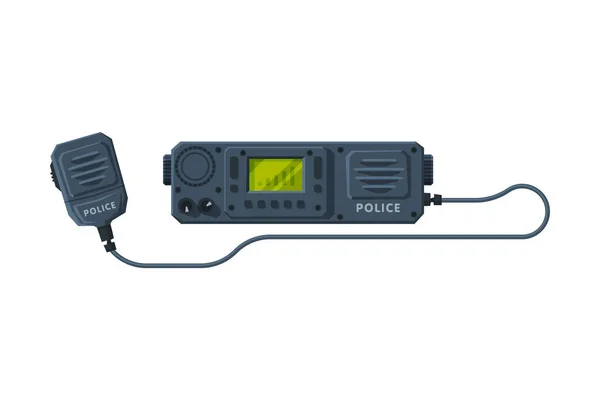Radio Transmitter Device, Police Car Communication Device Flat Vector Illustration — Stock Vector