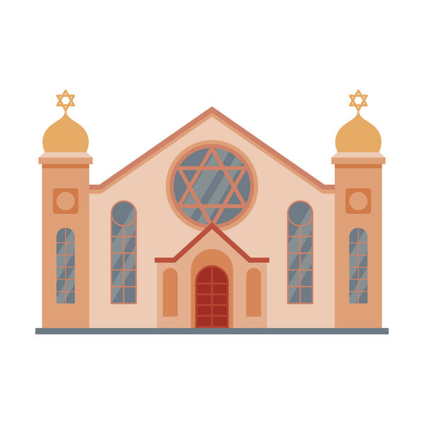 Synagogue Mosque Building, Religious Temple, Ancient Architectural Construction Vector Illustration