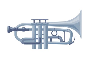 Tuba Klasik Rüzgar Müzikal Enstrümanlı Düz Stil Vektör Resimleri Beyaz Arkaplanda