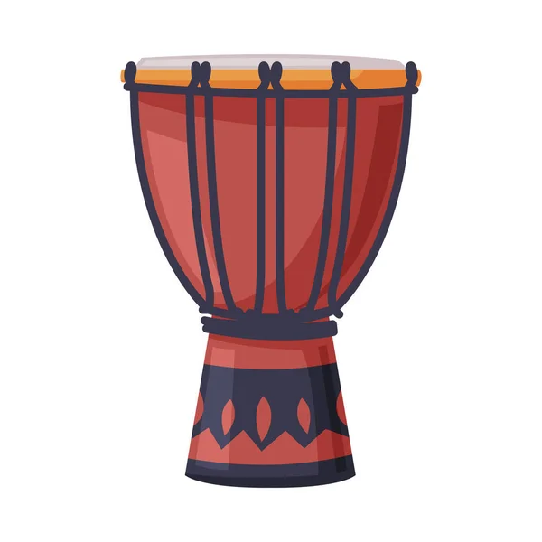 Djembe trumslagverk Musikinstrument Platt stil vektor Illustration på vit bakgrund — Stock vektor