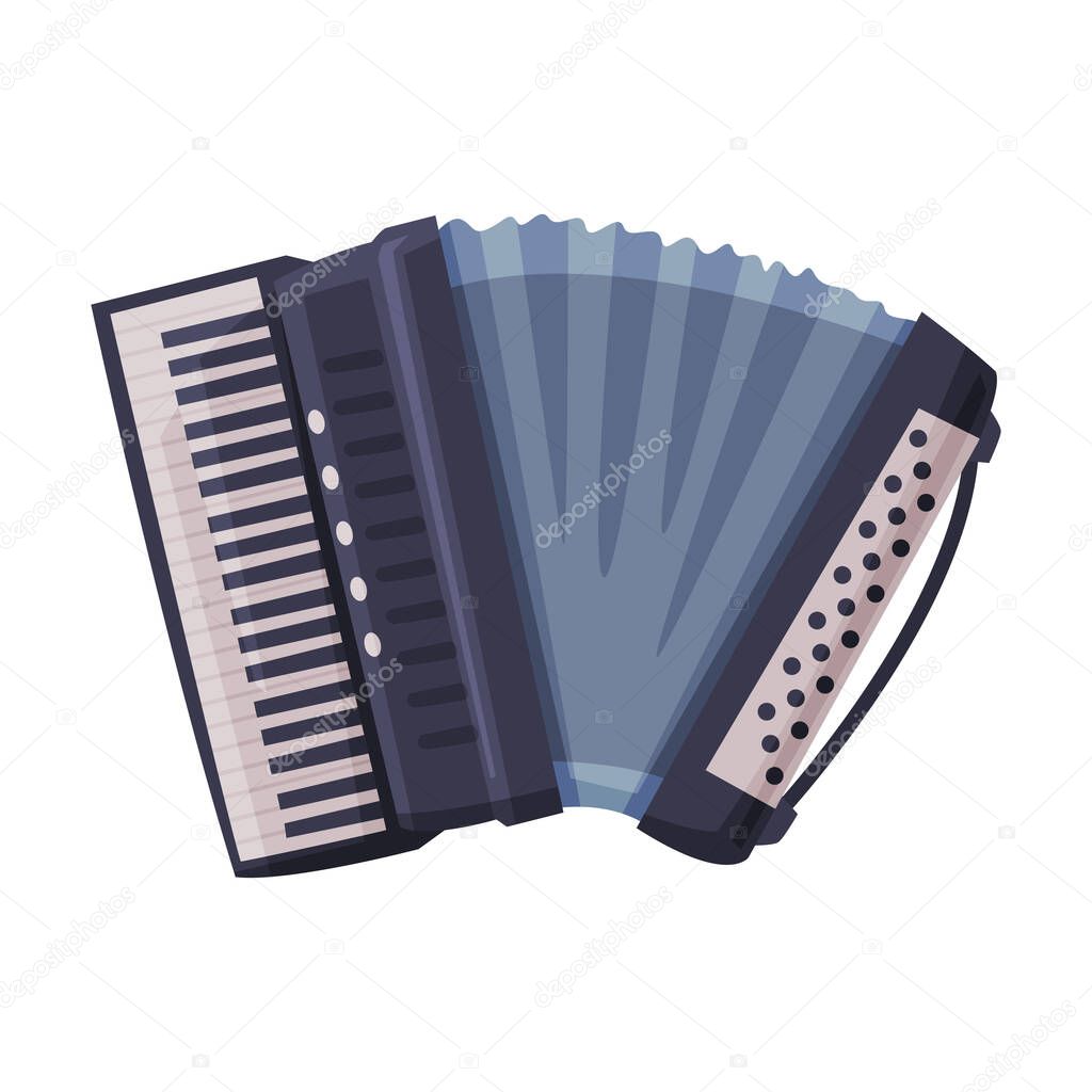 Accordion Classical Musical Instrument Flat Style Vector Illustration on White Background