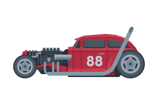 Carro vermelho da raça do estilo retro, ilustração velha do vetor do automóvel dos esportes isolados no fundo branco — Vetor de Stock