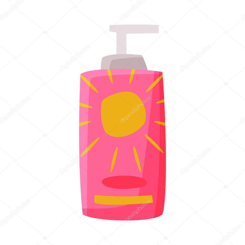 Summer Sunscreen Cream, Summer Vacation Accessory, Traveling and Tourism Vector Illustration on White Background