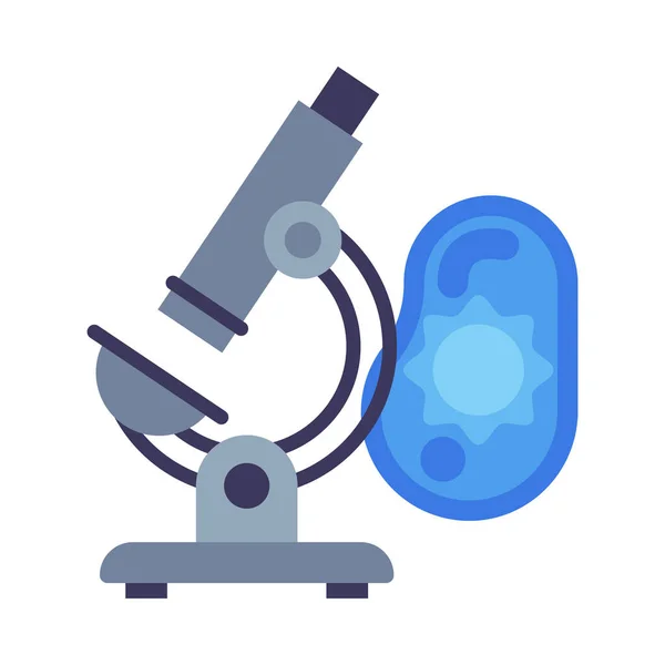 Microscope School atau Scientific Research Equipment Flat Style Vector Illustration Terisolasi di Latar Belakang Putih - Stok Vektor