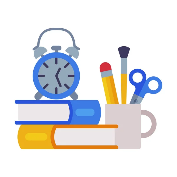 School Supplies Collection, Back to School Concept Flat Style Vector Illustration on White Background — 스톡 벡터