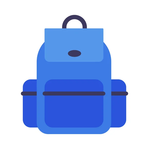 Blue School Backpack, Students Schoolbag Flat Style Vector Illustration Isolated on White Background — Stock Vector
