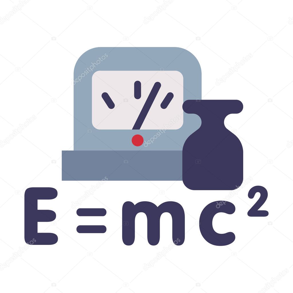 Physics Lesson Symbols, Equivalence of Mass and Energy Formula, Education, Schooling and Learning Elements, Back to School Concept Flat Style Vector Illustration
