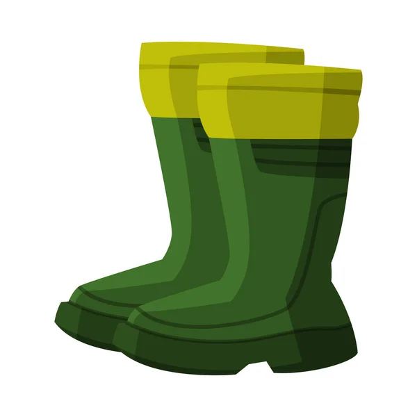 Paire de bottes en caoutchouc vert, illustration vectorielle de bande dessinée de vêtements d'activité extérieure — Image vectorielle
