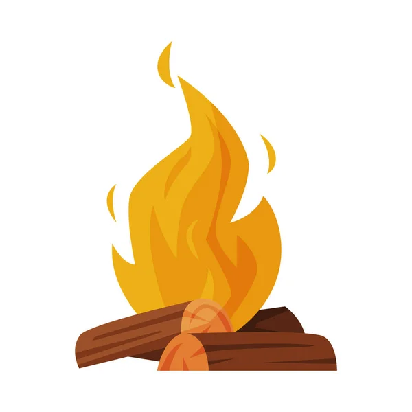 Burning Bonfire with Wood, Campfire, Outdoor Nature Picnic Cartoon Vector Illustration — Stock Vector