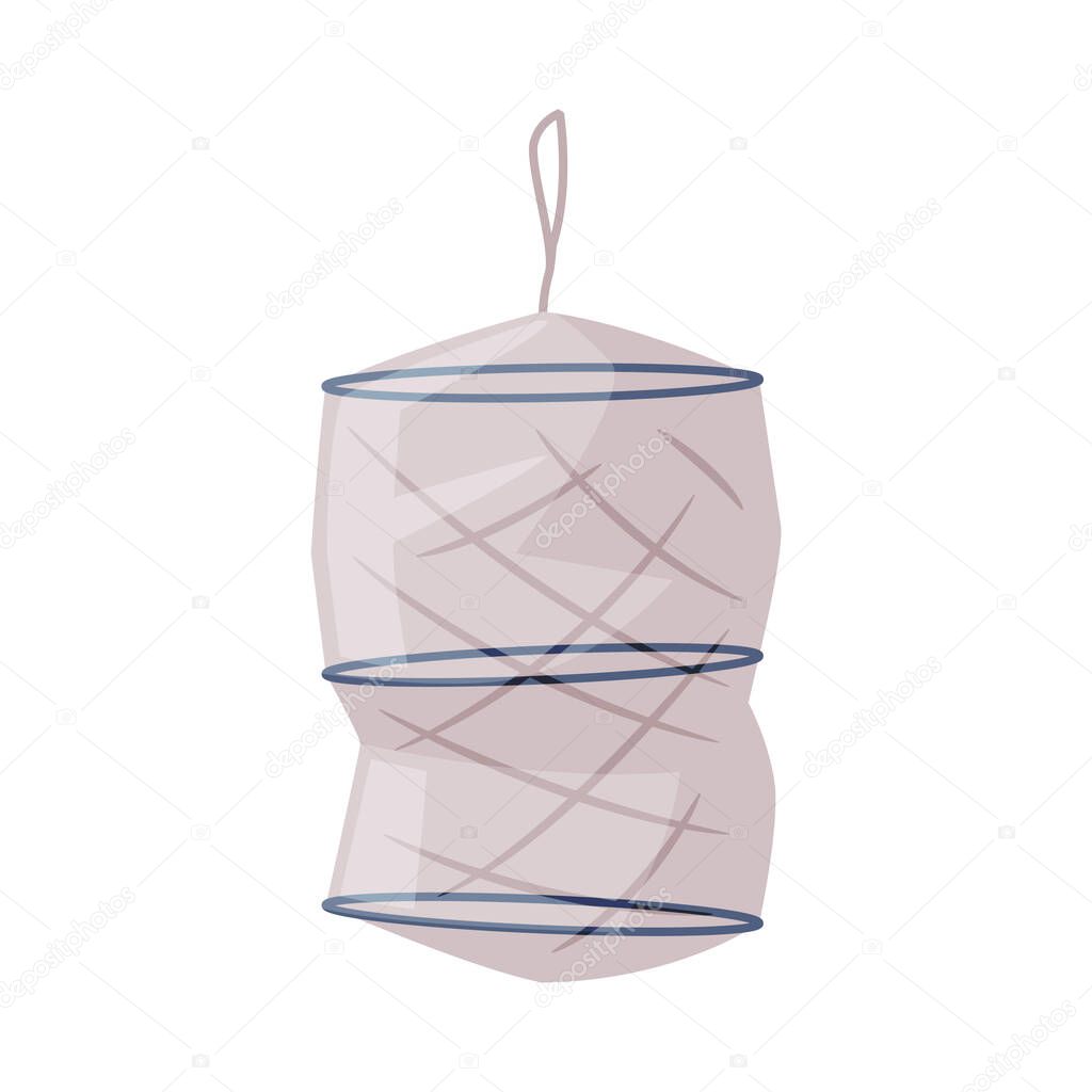 Cylindrical Fishing Net Trap Cartoon Vector Illustration