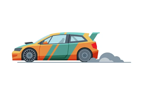 Sport Racing Car, Side View, Fast Motor Racing Vehicle Vector Illustration — 스톡 벡터