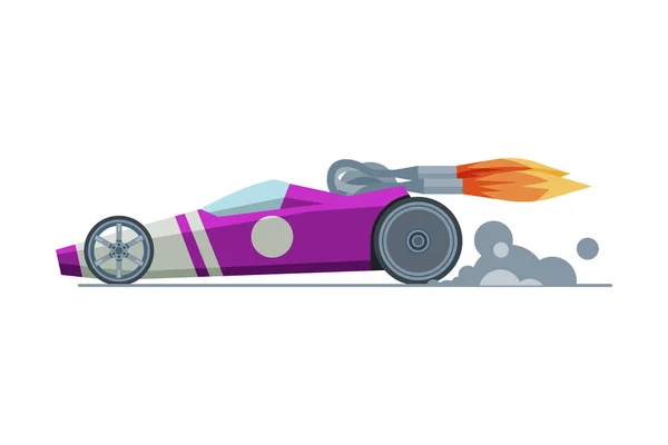Modern Sport Racing Car, Side View, Fast Motor Racing Bolid Vector Illustration — Stock Vector