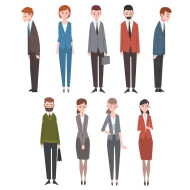 Stresli İş Adamları Ayarları, Mutsuz Ofis Çalışanları Karakterleri İş Giysileri, Yorgun veya Yorgun Yöneticiler Vektör İllüstrasyonu