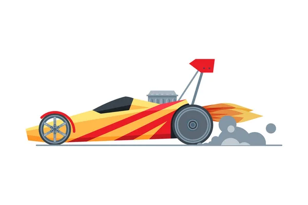 Sport Racing Car, Side View, Fast Motor Racing Bolid Vector Illustration on White Background — Stock Vector