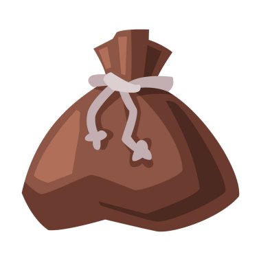 Eski Çuval Bezi, Mutlu Cadılar Bayramı Nesnesi Beyaz Arkaplanda Çizgi Film Stili Vektör İllüstrasyonu