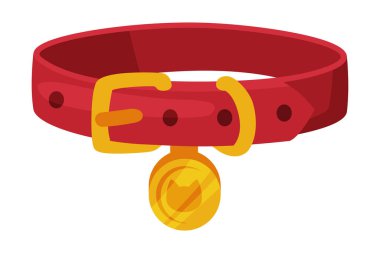 Cat Collar, Hayvan Hayvanları Kolyesi Beyaz Arkaplanda Çizgi Film Biçimi Vektör İllüstrasyonu