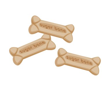 Köpek Kemikleri, Hayvan Oyuncağı Çizgi Film Biçimi Beyaz Arkaplanda Vektör İllüstrasyonu