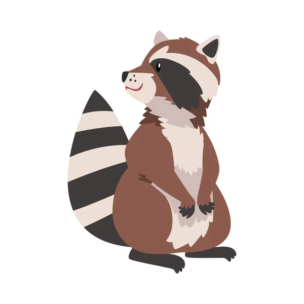 Cute Raccoon, Adorable Funny Wild Forest Animal Cartoon Character Vector Illustration — 스톡 벡터