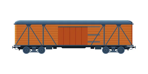 Old Wooden Cargo Train Wagon, Railroad Μεταφορά Flat Vector Εικονογράφηση σε λευκό φόντο — Διανυσματικό Αρχείο