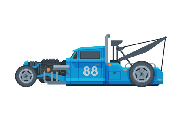Retro Style Race Car, Old Sports Blue Vehicle Vector Illustratie op witte achtergrond — Stockvector