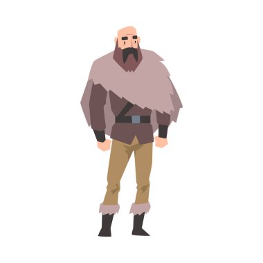 Viking, Norveç Erkek Savaşçı Karakteri Geleneksel Kıyafet Vektörü İllüstrasyonu