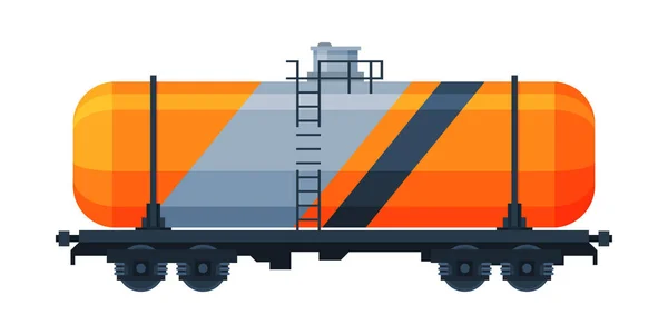 Cisterna ferroviária, Comboio de carga, Vista lateral, Transporte ferroviário Ilustração vetorial plana em fundo branco — Vetor de Stock