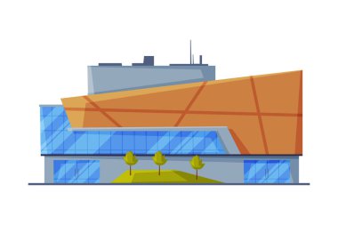 Modern Perakende Mağaza Cephesi, Alışveriş Merkezi Binası, Kentsel Mimari Tasarım Flat Vektör İllüstrasyonu