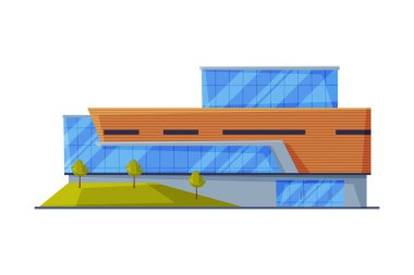 Alışveriş Merkezi Ticari Binası, Modern Perakende Mağazası Cephesi, Şehir Mimarı Tasarımı Flat Vektör İllüstrasyonu