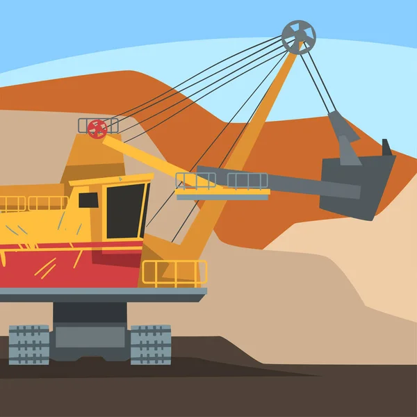 Dumping Truck Working at Mining Quarry, Metallurgical Industry Concept Vector Illustration — Stockový vektor