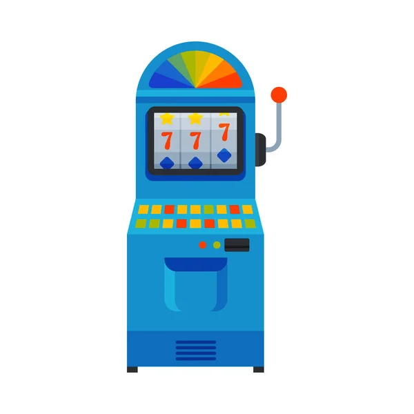 Jackpot Slot Machine with Lucky Sevens, Retro Arcade Machinery Vector Illustration — Stock Vector