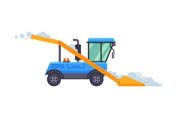 Winter Snow Removal Machine, Cleaning Road Vehicle Vector Illustration — Stock Vector