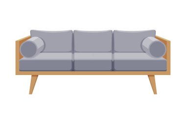 Gri Konforlu Koltuk, Konforlu Ev Eşyaları veya Ofis Mobilyası, Modern İç Tasarım Düz Vektör İllüstrasyonu