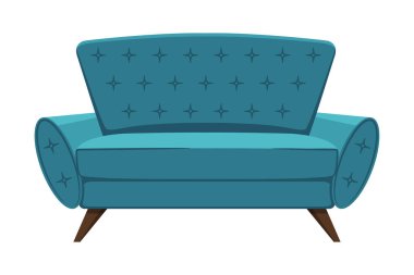 Rahat kanepe, şık konforlu ev eşyası ya da ofis mobilyası, İç Tasarım Element Düz Vektör İllüstrasyonu