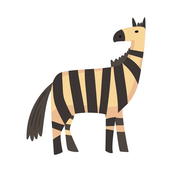 Şirin Zebra Ormanı Hayvanı, Afrika Safari Seyahat Çizgi Filmi Beyaz Arkaplan Çizimi — Stok Vektör