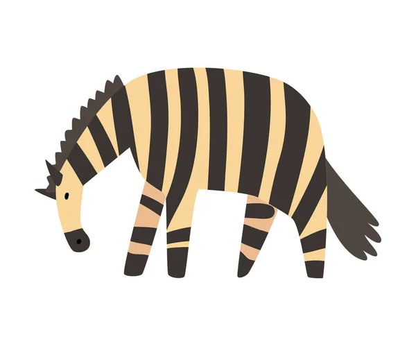 Carino zebra giungla Animali, Safari africano viaggio, Illustrazione vettoriale del fumetto con vista laterale su sfondo bianco — Vettoriale Stock