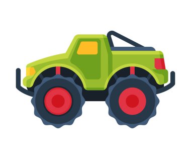 Off Road Car Bebek Oyuncağı, Yürüyen Çocuklar için Şirin Renkli Plastik Oyuncak Düz Vektör İllüzyonu