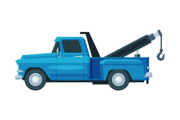 Blue Tow Truck, Evacuation Car, Road Assistance Service Flat Vector Illustration — стоковий вектор