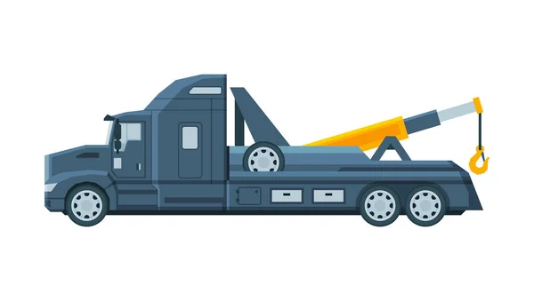 Tow Truck, Evacuation Vehicle, Road Assistance Service Flat Vector Illustration — Stock Vector