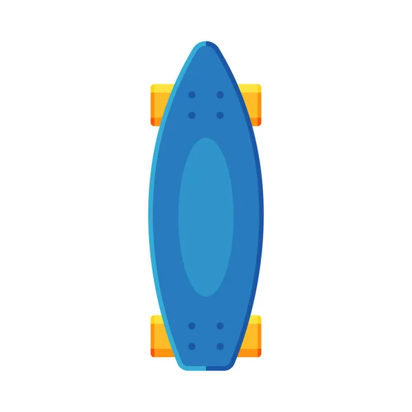 Blue Plastic Skateboard, pohled shora ploché vektorové ilustrace — Stockový vektor