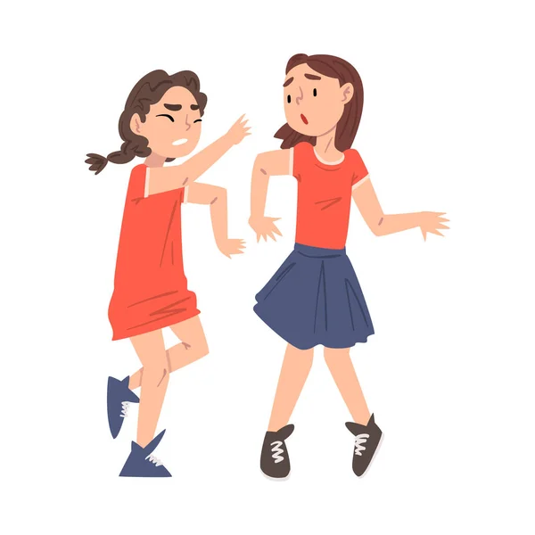 ( 영어 ) Fear Girls Getting Bullied, Mockery and Bullying at School Concept Cartoon Style Vector Illustration — 스톡 벡터
