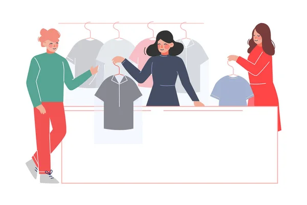 Serviço de limpeza a seco, trabalhador feminino dando ao cliente roupas limpas na recepção da lavanderia estilo plano Vector Ilustração —  Vetores de Stock