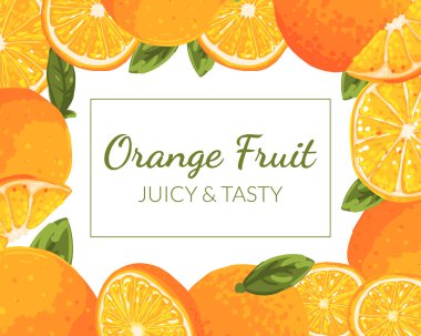 Turuncu Meyve Suyu ve Lezzetli Bayrak Şablonu Olgun Taze Meyve Şekilleri