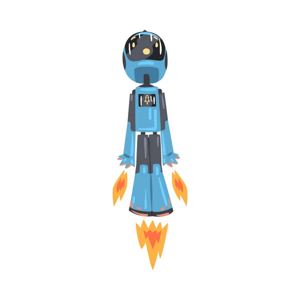 ロボット立ち上げ,面白いロボットアシスタントキャラクター,人工知能コンセプト漫画スタイルベクトルイラスト — ストックベクタ