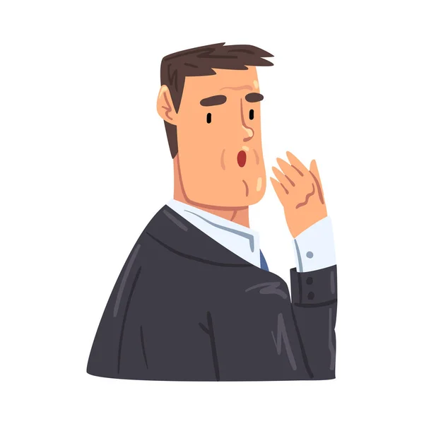 Gähnender Geschäftsmann, Büroarbeiter-Charakter in formeller Kleidung, Business Avatar Cartoon Style Vector Illustration — Stockvektor