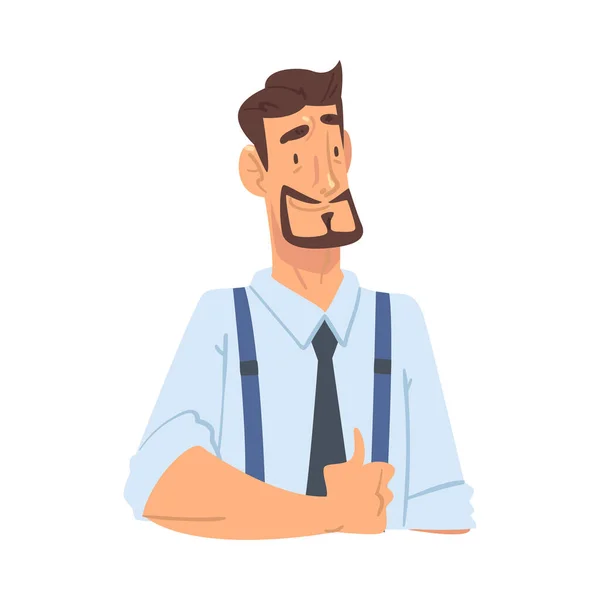 Empresario Mostrando Pulgar hacia Arriba, Funny Carácter de Trabajador de Oficina en Ropa de Estilo Formal, Avatar de Negocios Estilo de Dibujos Animados Vector Ilustración — Archivo Imágenes Vectoriales