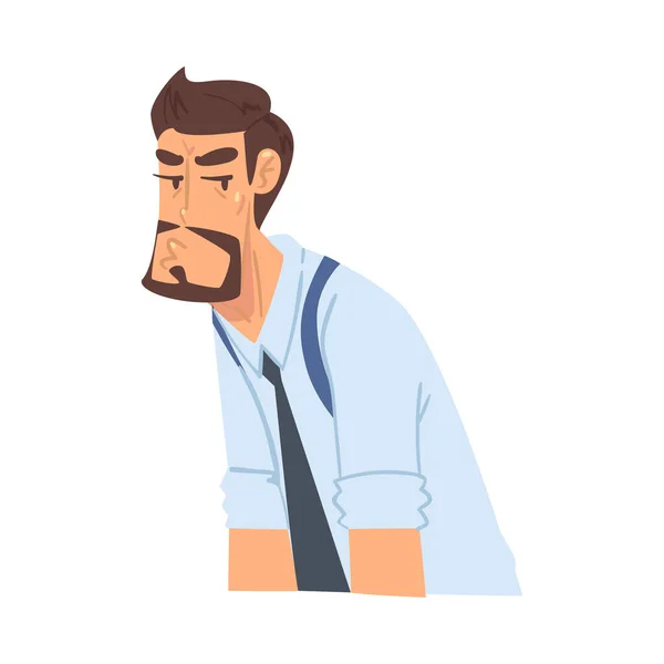 Verveeld Zakenman, Grappig Kantoormedewerker Karakter in Formele Stijl Kleren, Zakelijk Avatar Cartoon Style Vector Illustratie — Stockvector