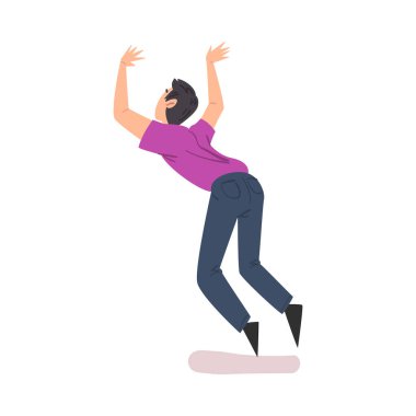 Beyaz Arkaplanda İleri Düşen Adam Çizgi Film Biçimi Vektör Resimlerinin Geri Görünümü