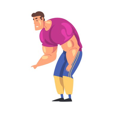 Erkek Koç Eğitmen Karakteri, Spor Üniformalı Kas Adam Çizgi Film Stili Vektör İllüstrasyonu